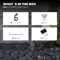 Ledvion 3x LED Prikspot - IP65 - 3W - 6500K - 1 Meter Kabel - Antraciet