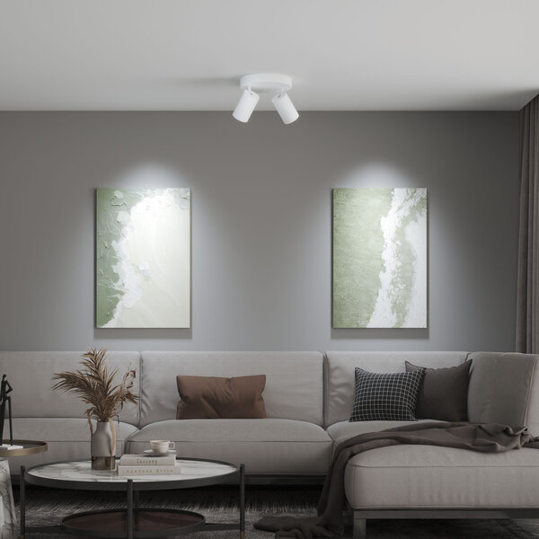 Ledvion LED Plafondspot Wit Duo - Dimbaar - 3W - 6500K - Kantelbaar
