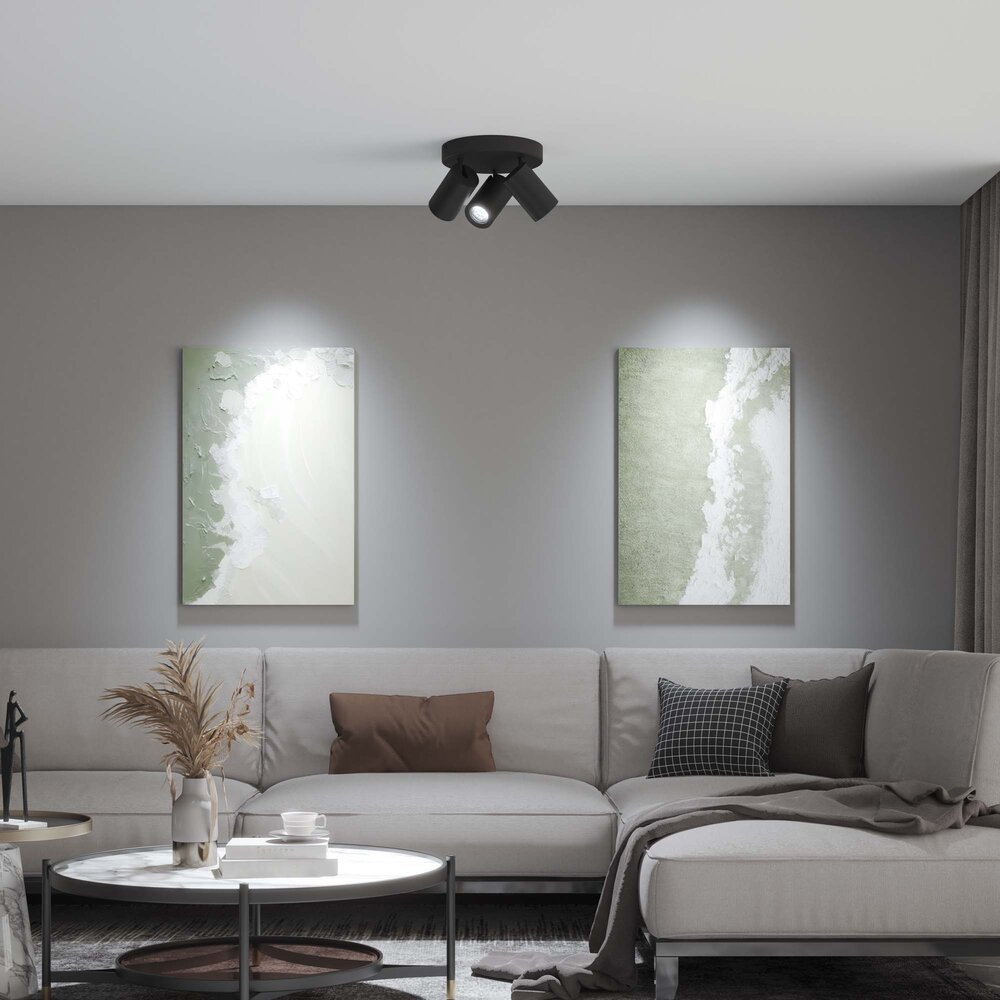 Ledvion LED Plafondspot Zwart Trio - Dimbaar - 3W - 6500K - Kantelbaar
