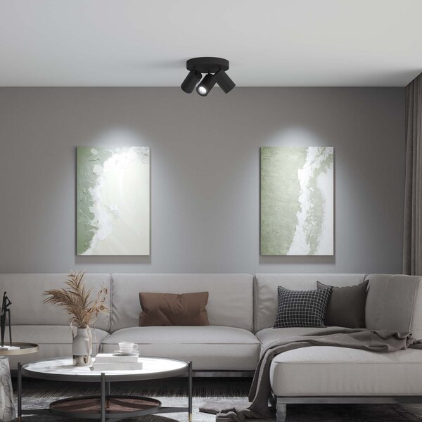 Ledvion LED Plafondspot Zwart Trio - Dimbaar - 3W - 6500K - Kantelbaar