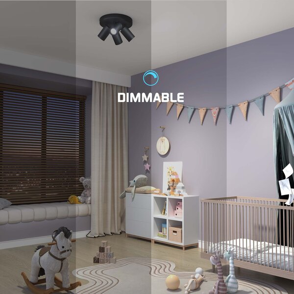 Ledvion LED Plafondspot Zwart 4-lichts - Dimbaar - 3W - 6500K - Kantelbaar