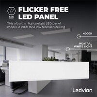 Ledvion Lumileds LED Paneel 30x120 - 36W - 4000K - 125 lm/W - UGR <22 - 5 Jaar Garantie - Incl. Dimbare LED Driver