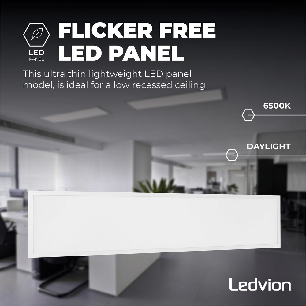 Ledvion Lumileds LED Paneel 30x120 - 36W - 6500K - 125 lm/W - UGR <22 - 5 Jaar Garantie - Incl. Dimbare LED Driver
