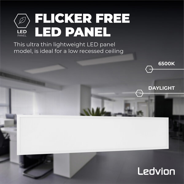 Ledvion Lumileds LED Paneel 30x120 - 36W - 6500K - 125 lm/W - UGR <22 - 5 Jaar Garantie - Incl. Dimbare LED Driver