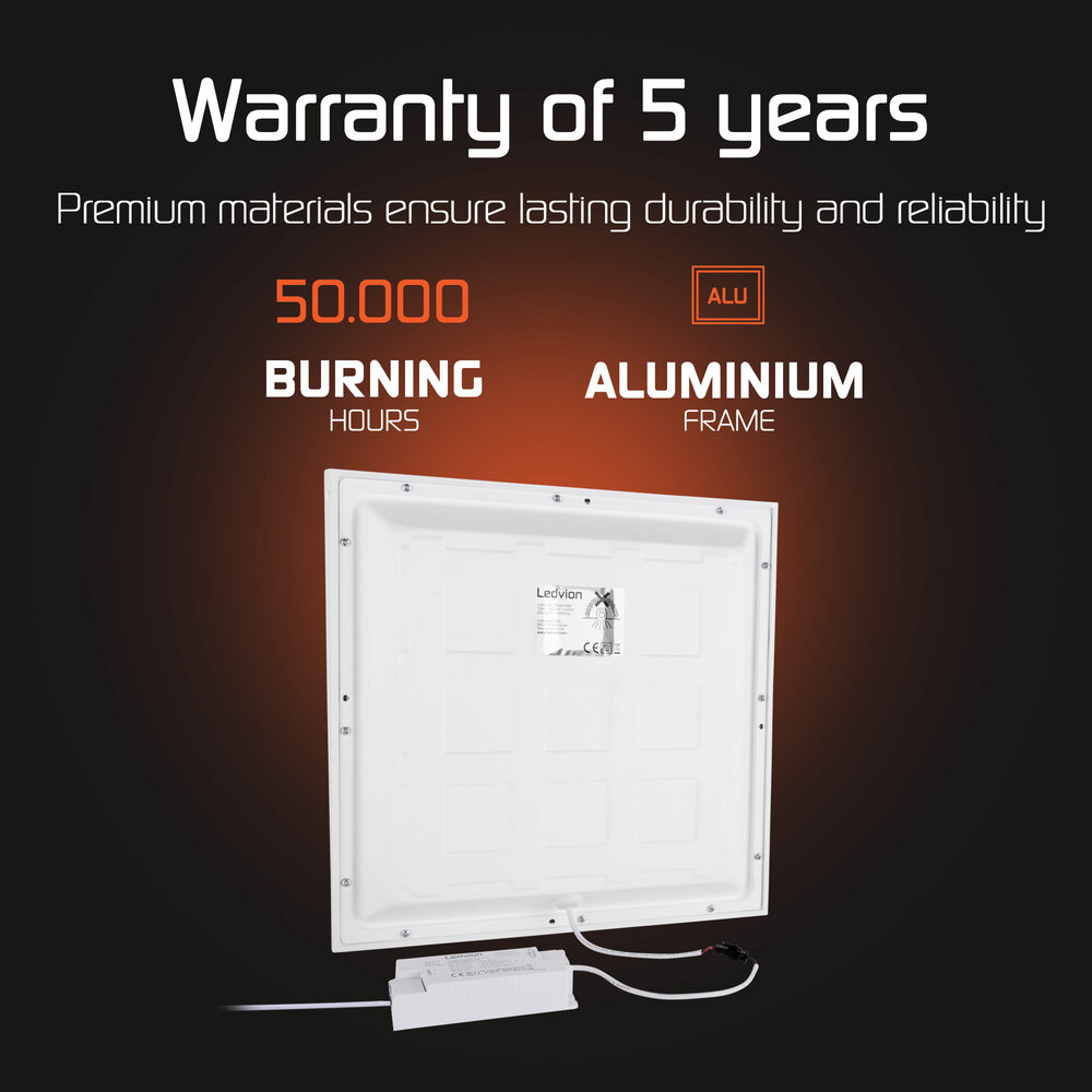Ledvion Lumileds LED Paneel 30x30 - 12W - 125 Lm/W - 4000K - 5 jaar garantie - Incl. Dimbare LED Driver