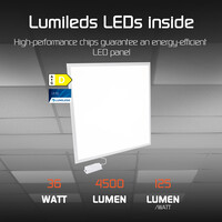 Ledvion Lumileds LED Paneel 62x62 - 36W - 125 Lm/W - 4000K - 5 jaar garantie - Incl. Dimbare LED Driver