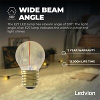 Ledvion 5x E27 LED Lamp Filament - 1W - 2100K - 50 Lumen - Gold