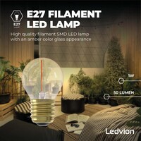 Ledvion 5x E27 LED Lamp Filament - 1W - 2100K - 50 Lumen - Gold