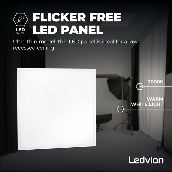 Ledvion 6x Lumileds LED Paneel 60x60 - 36W - 3000K - 117Lm/W - UGR <22 - 5 Jaar Garantie