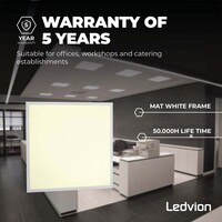 Ledvion 6x Lumileds LED Paneel 60x60 - 36W - 3000K - 117Lm/W - UGR <22 - 5 Jaar Garantie