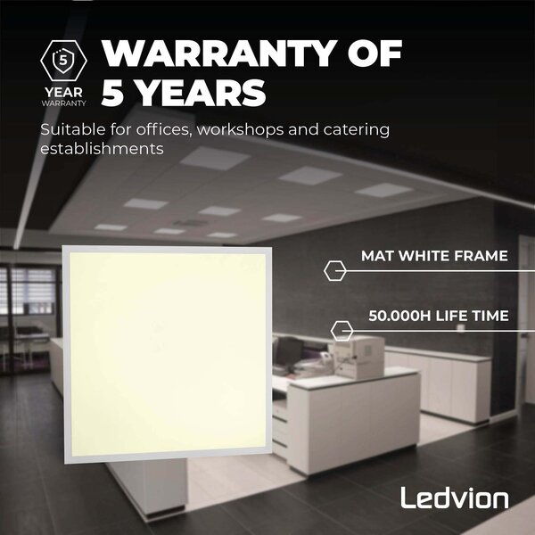 Ledvion 6x Lumileds LED Paneel 60x60 - 36W - 3000K - 117Lm/W - UGR <22 - 5 Jaar Garantie