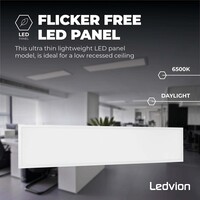 Ledvion 6x Lumileds LED Paneel 30x120 - 36W - 6500K - 125 lm/W - UGR <22 - 5 Jaar Garantie