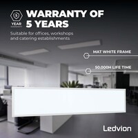 Ledvion 6x Lumileds LED Paneel 30x120 - 36W - 6500K - 125 lm/W - UGR <22 - 5 Jaar Garantie