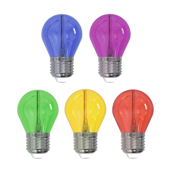Ledvion 5-pack E27 LED Lamp Filament - 1W - 50 Lumen - Gekleurd