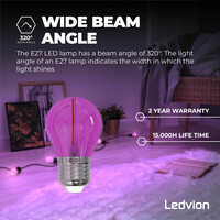 Ledvion 5-pack E27 LED Lamp Filament - 1W - 50 Lumen - Gekleurd
