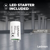 Ledvion LED TL Buis 150CM - 28W - 6500K - 185lm/W - Energie Label B - High Efficiency - 25 pack