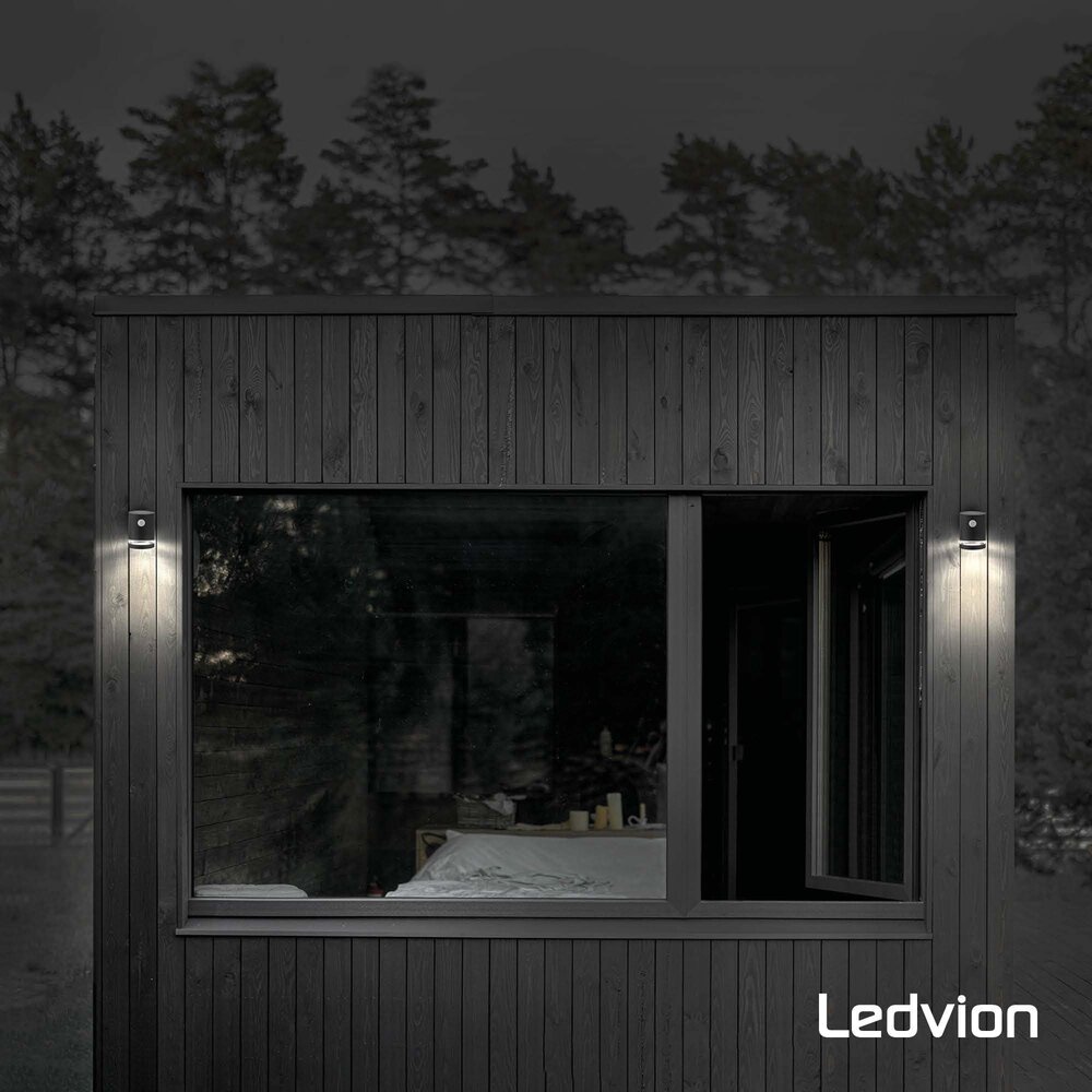 Ledvion Solar Wandlamp Met Sensor Elara - 3000K - 150 Lumen - Zwart