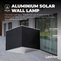 Ledvion Solar Wandlamp - Tweezijdig - 3000K - IP44 - Zwart