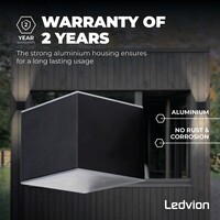 Ledvion Solar Wandlamp - Tweezijdig - 3000K - IP44 - Zwart