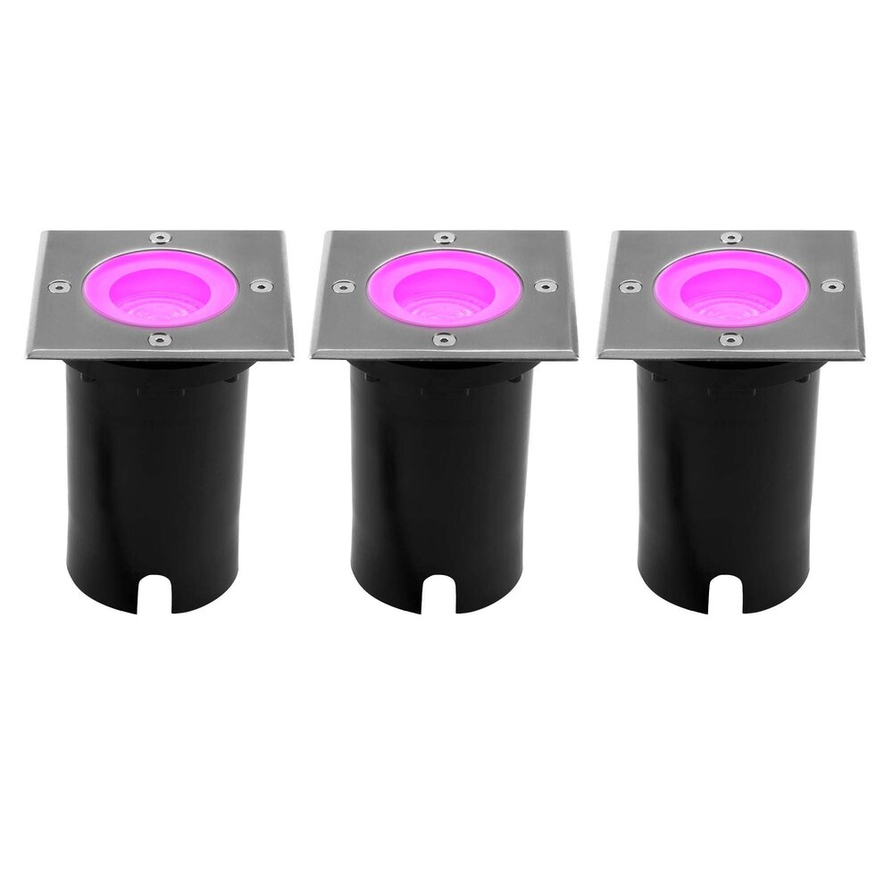 Ledvion 3x Smart LED Grondspot Vierkant - IP67 - 4,9W - RGB+CCT - 1 Meter Kabel