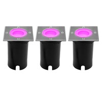 Ledvion 3x Smart LED Grondspot Vierkant - IP67 - 4,9W - RGB+CCT - 1 Meter Kabel