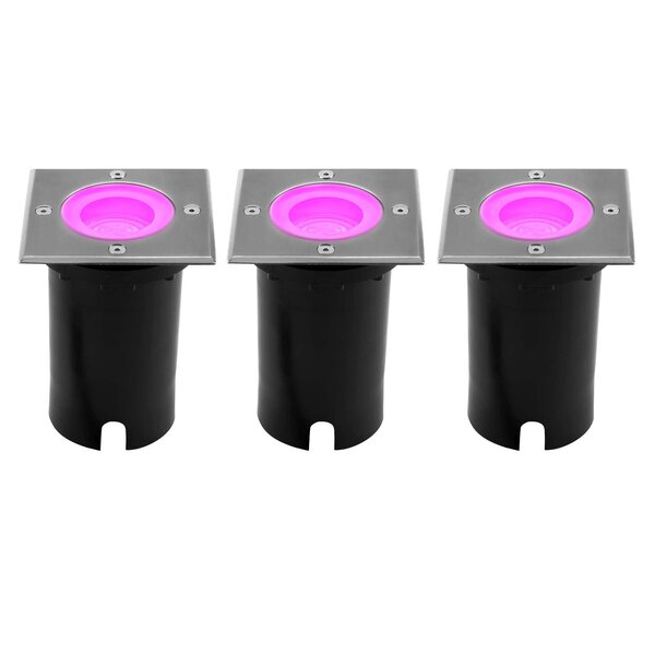 Ledvion 3x Smart LED Grondspot Vierkant - IP67 - 4,9W - RGB+CCT - 1 Meter Kabel