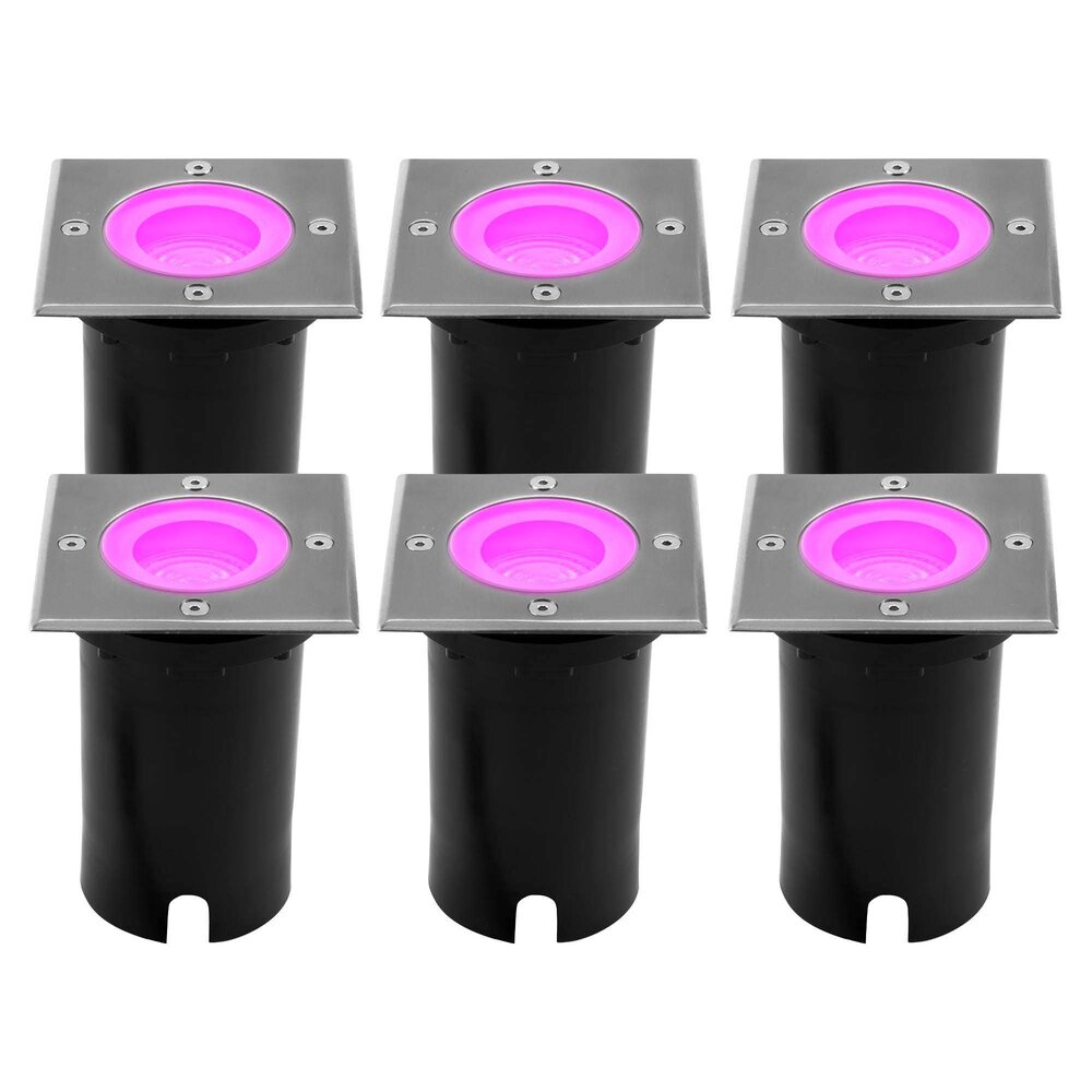 Ledvion 6x Smart LED Grondspot Vierkant - IP67 - 4,9W - RGB+CCT - 1 Meter Kabel