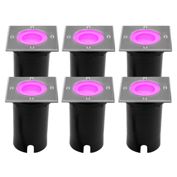 Ledvion 6x Smart LED Grondspot Vierkant - IP67 - 4,9W - RGB+CCT - 1 Meter Kabel