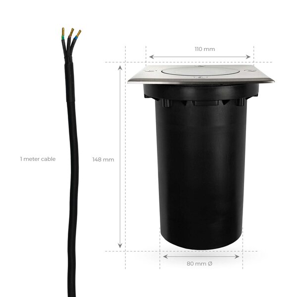 Ledvion 6x Smart LED Grondspot Vierkant - IP67 - 4,9W - RGB+CCT - 1 Meter Kabel