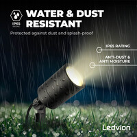 Ledvion 6x LED Prikspot - IP65 - GU10 Fitting - 2 Meter Kabel  met Stekker - Zwart