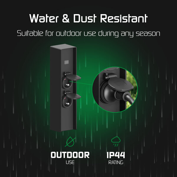Ledvion Buitenstopcontact met Sensor - IP44 Waterdicht - 2 Stopcontacten - Aluminium Tuinstopcontact