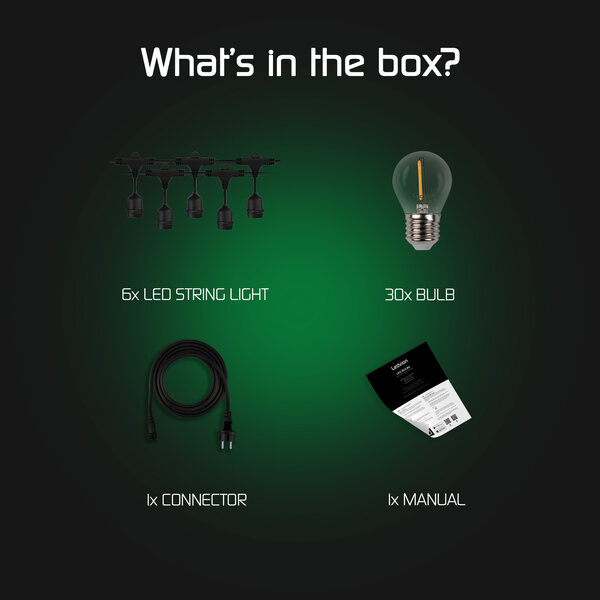 Ledvion 30m LED Prikkabel + 3m aansluitsnoer - IP65 - Koppelbaar - Incl. 30 LED Lampen