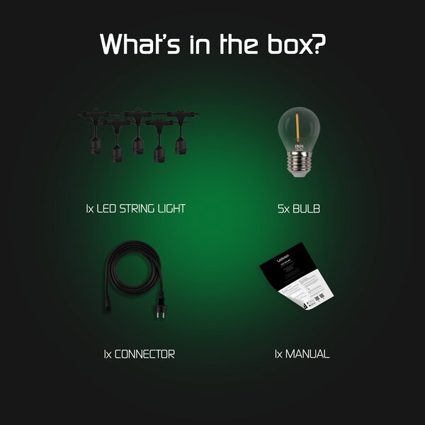 Ledvion 5m LED Prikkabel + 3m aansluitsnoer - IP65 - Koppelbaar - Incl. 5 LED Lampen