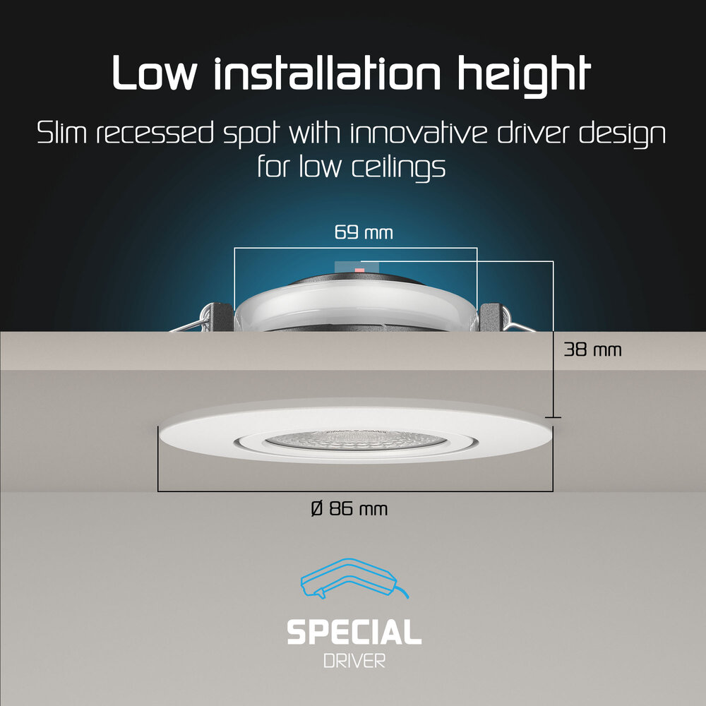 Ledvion LED Inbouwspot Wit - IP65 - 3W - CCT - 5 Jaar Garantie - Geschikt voor de Badkamer