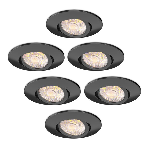 Ledvion 6x LED Inbouwspot Zwart - IP65 - 3W - CCT - 5 Jaar Garantie - Geschikt voor de Badkamer