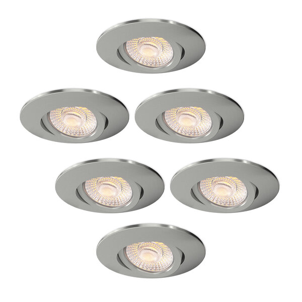 Ledvion 6x LED Inbouwspot Nikkel - IP65 - 3W - CCT - 5 Jaar Garantie - Geschikt voor de Badkamer