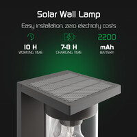 Ledvion Solar Wandlamp met Bewegingssensor - IP44 - 3000K - Zwart