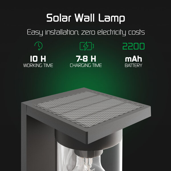 Ledvion Solar Wandlamp met Bewegingssensor - IP44 - 3000K - Zwart