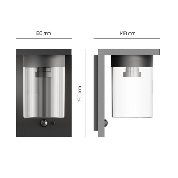 Ledvion Solar Wandlamp met Bewegingssensor - IP44 - 3000K - Zwart