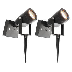 2x LED Solar Prikspot - IP44 - 0,2W - 3000K - Zwart