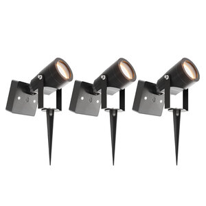 3x LED Solar Prikspot - IP44 - 0,2W - 3000K - Zwart