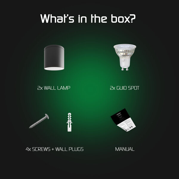 Ledvion 2x LED Opbouwspot Buiten - Dimbaar - 3W - 2700K - IP54 - Zwart