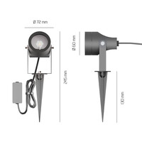 Ledvion 9x LED Prikspot - IP44 - 1W - 3000K - 1 Meter Kabel - Zwart