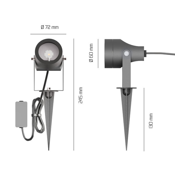 Ledvion 9x LED Prikspot - IP44 - 1W - 3000K - 1 Meter Kabel - Zwart