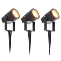3x LED Prikspot - IP44 - 1W - 3000K - 1 Meter Kabel - Zwart
