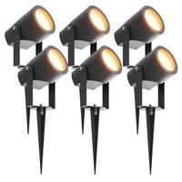 6x LED Prikspot - IP44 - 1W - 3000K - 1 Meter Kabel - Zwart