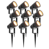 Ledvion 9x LED Prikspot - IP44 - 1W - 3000K - 1 Meter Kabel - Zwart