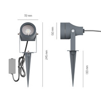 Ledvion 6x LED Prikspot - IP44 - Aluminium - 1 Meter Kabel - GU10 Fitting - Antraciet
