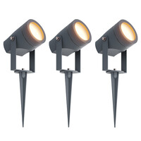 3x LED Prikspot - IP44 - 1W - 3000K - 1 Meter Kabel - Antraciet
