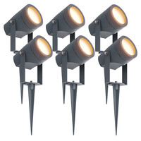 Ledvion 6x LED Prikspot - IP44 - Aluminium - 1 Meter Kabel - GU10 Fitting - Antraciet
